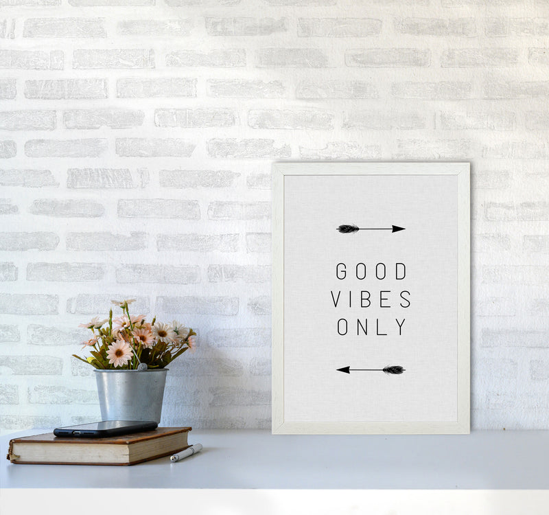 Good Vibes Only Arrow Quote Print By Orara Studio A3 Oak Frame