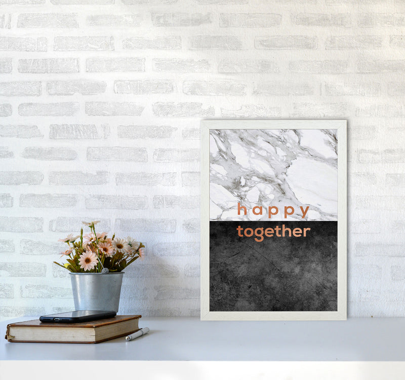 Happy Together Copper Quote Print By Orara Studio A3 Oak Frame
