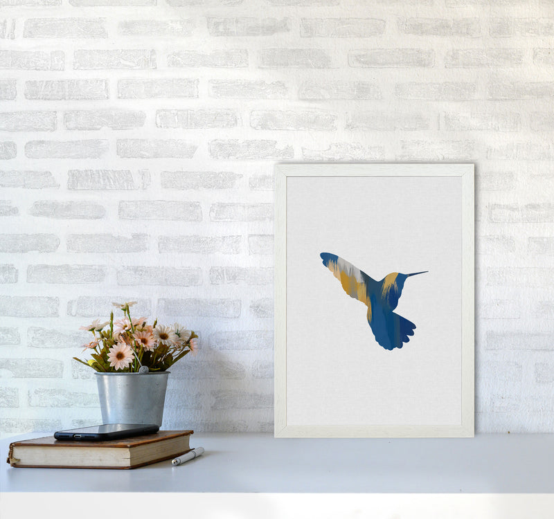 Hummingbird Blue & Yellow II Print By Orara Studio Animal Art Print A3 Oak Frame