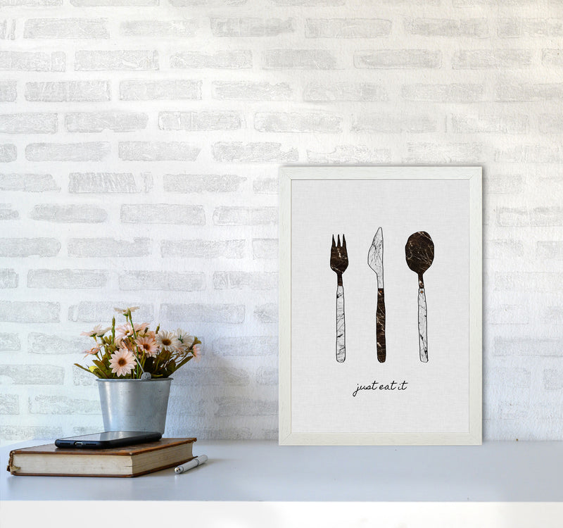 Just Eat It Print By Orara Studio, Framed Kitchen Wall Art A3 Oak Frame