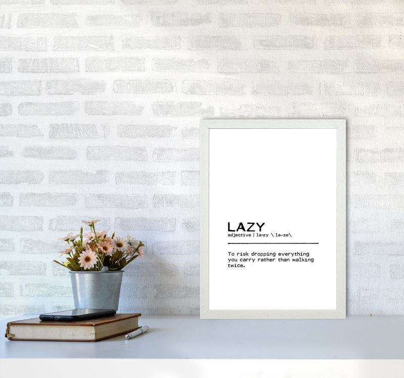 Lazy Risk Definition Quote Print By Orara Studio A3 Oak Frame