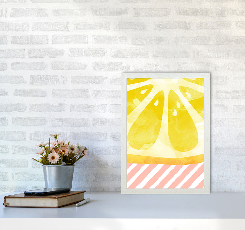 Lemon Abstract Print By Orara Studio, Framed Kitchen Wall Art A3 Oak Frame