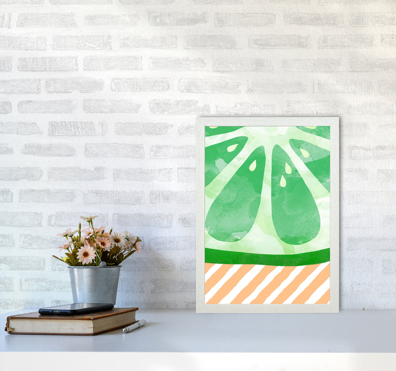 Lime Abstract Print By Orara Studio, Framed Kitchen Wall Art A3 Oak Frame