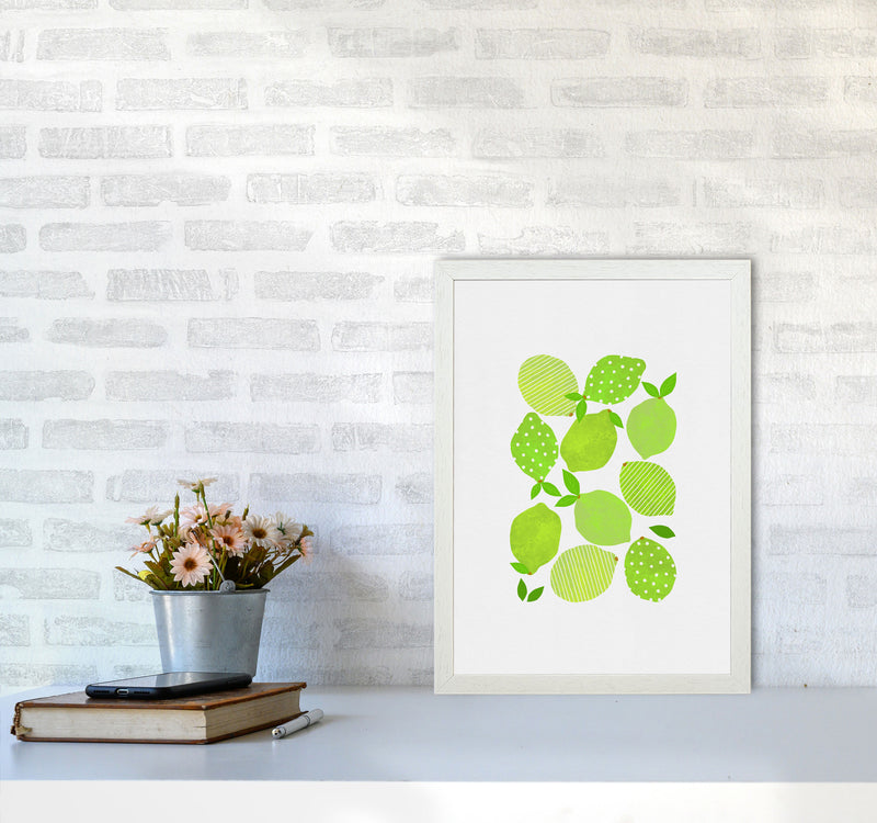 Lime Crowd Print By Orara Studio, Framed Kitchen Wall Art A3 Oak Frame