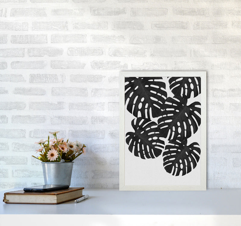 Monstera Black & White I Print By Orara Studio A3 Oak Frame