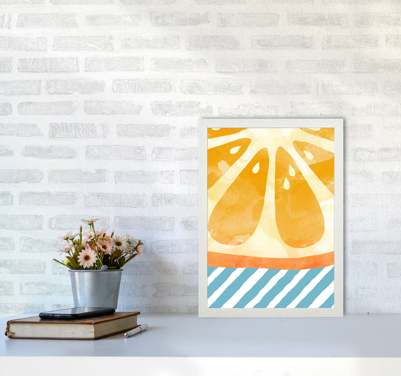 Orange Abstract Print By Orara Studio, Framed Kitchen Wall Art A3 Oak Frame