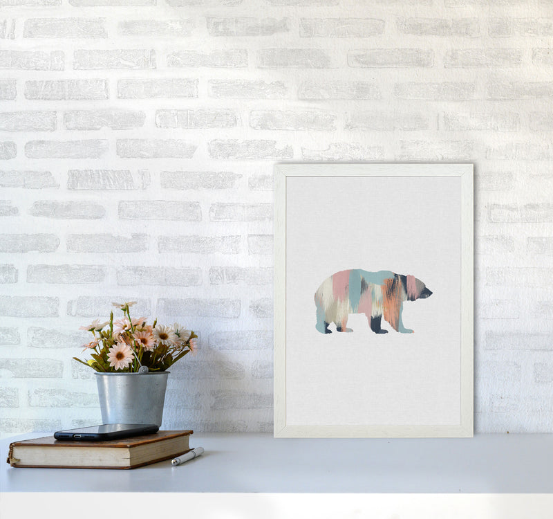 Pastel Bear Print By Orara Studio Animal Art Print A3 Oak Frame