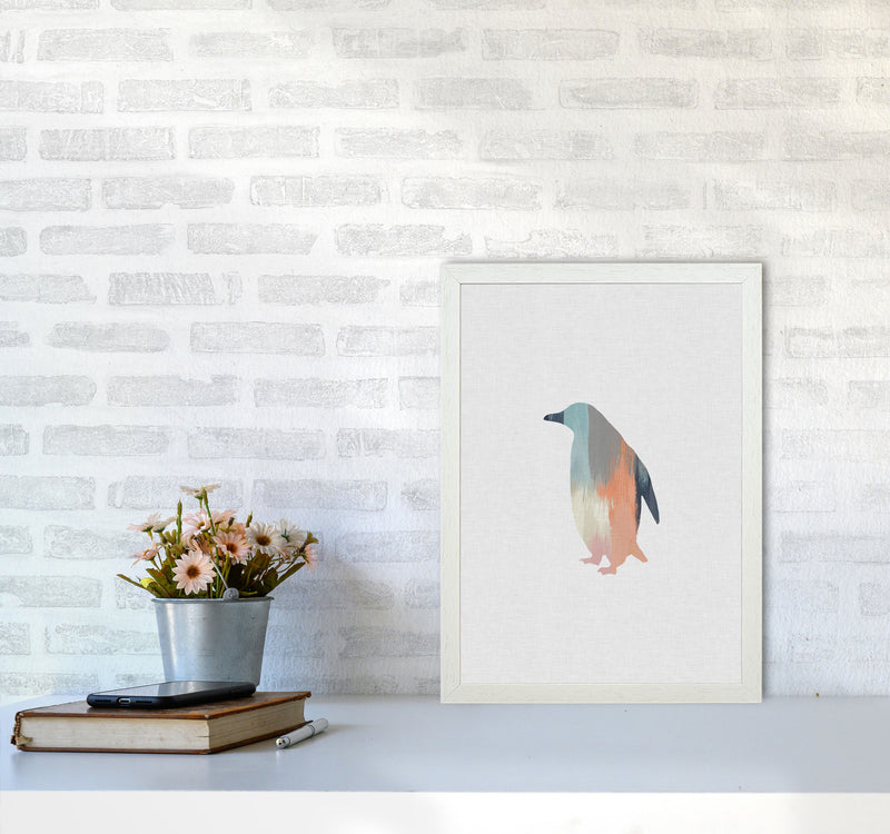Pastel Penguin Print By Orara Studio Animal Art Print A3 Oak Frame
