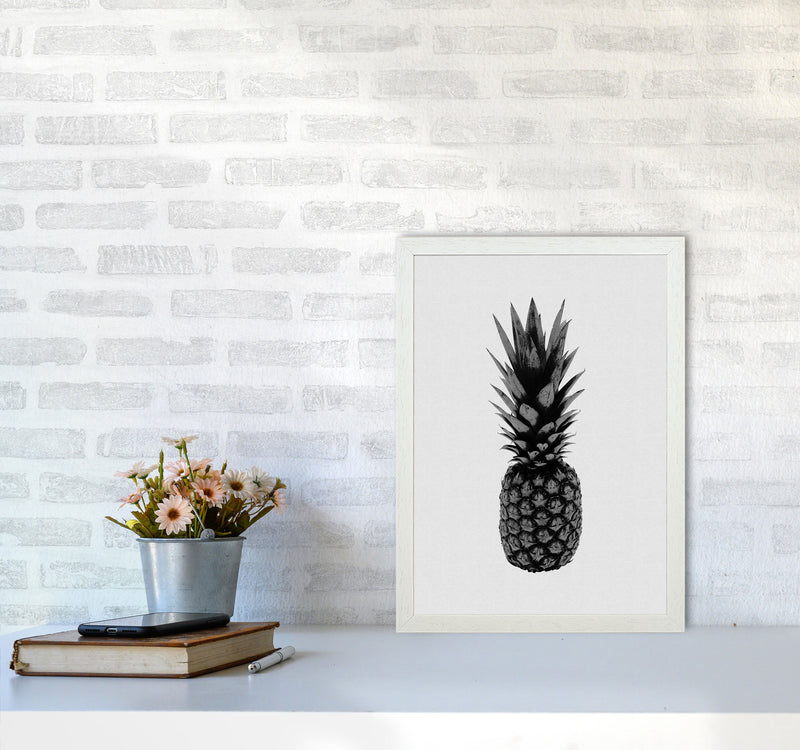 Pineapple Black & White Print By Orara Studio, Framed Kitchen Wall Art A3 Oak Frame