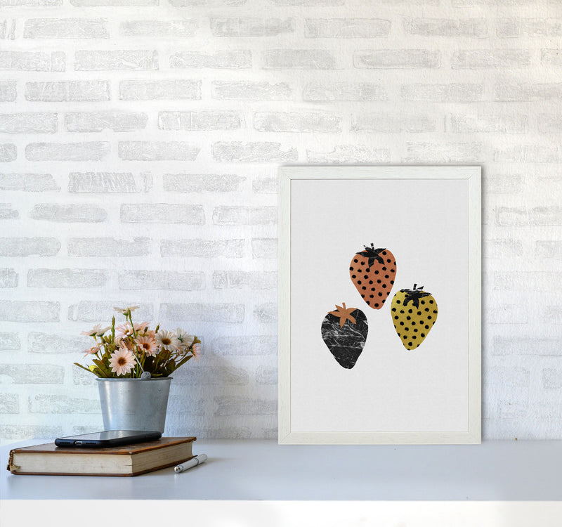 Strawberries Print By Orara Studio, Framed Kitchen Wall Art A3 Oak Frame