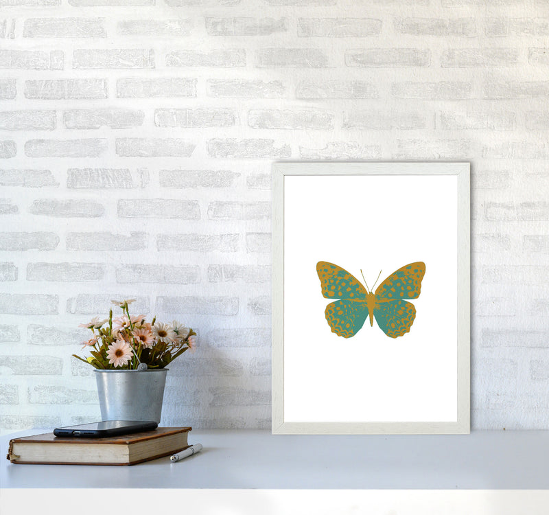 Teal Butterfly Print By Orara Studio Animal Art Print A3 Oak Frame
