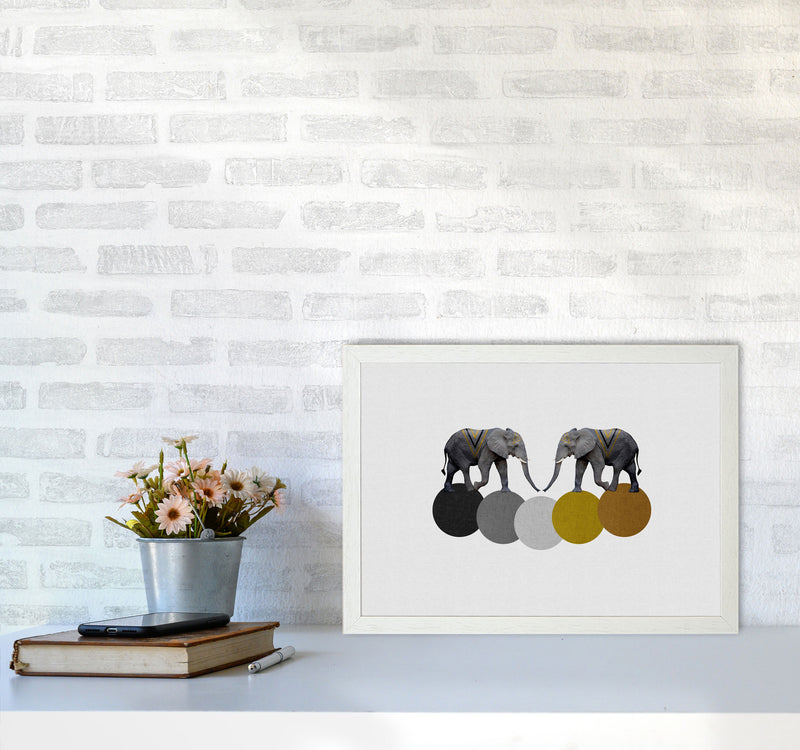 Tribal Elephants Print By Orara Studio Animal Art Print A3 Oak Frame