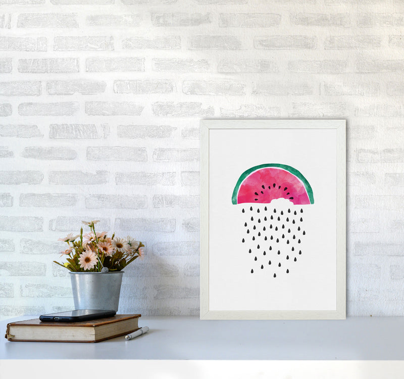 Watermelon Rain Print By Orara Studio, Framed Kitchen Wall Art A3 Oak Frame