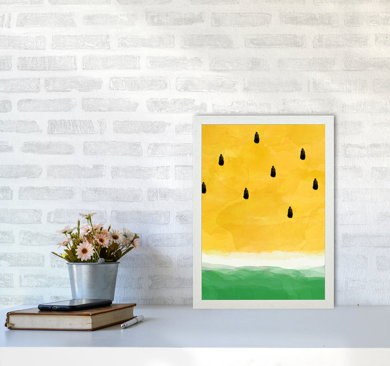 Yellow Watermelon Print By Orara Studio, Framed Kitchen Wall Art A3 Oak Frame