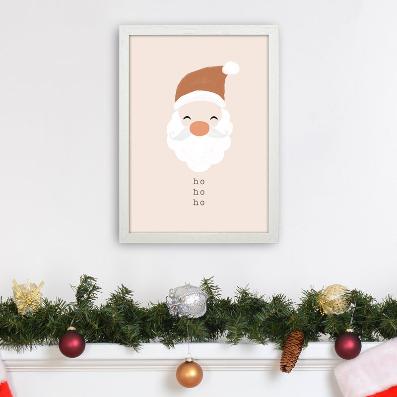 Ho Ho Ho Santa Christmas Art Print by Orara Studio A3 Oak Frame
