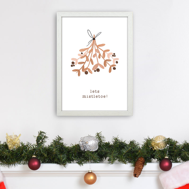 Lets Mistletoe Christmas Art Print by Orara Studio A3 Oak Frame