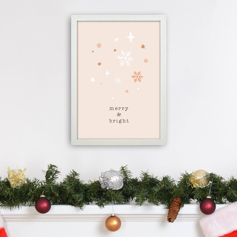 Merry & Bright Christmas Art Print by Orara Studio A3 Oak Frame