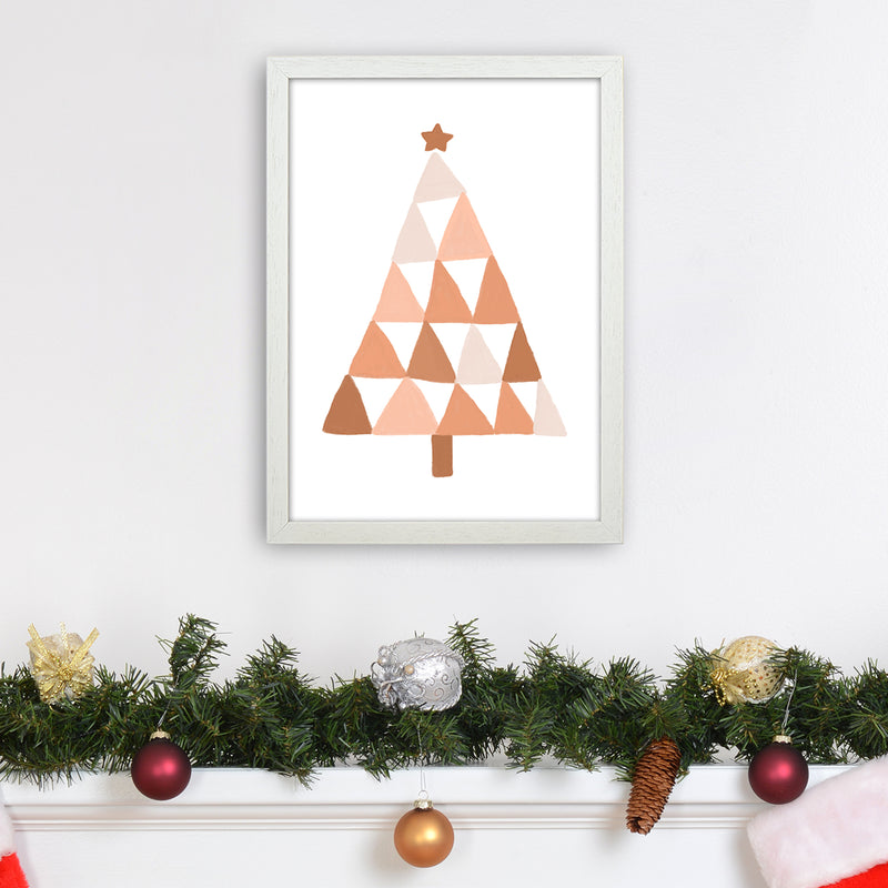 Pastel Christmas Tree Christmas Art Print by Orara Studio A3 Oak Frame