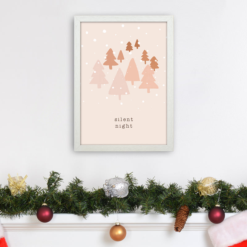 Silent Night Christmas Art Print by Orara Studio A3 Oak Frame
