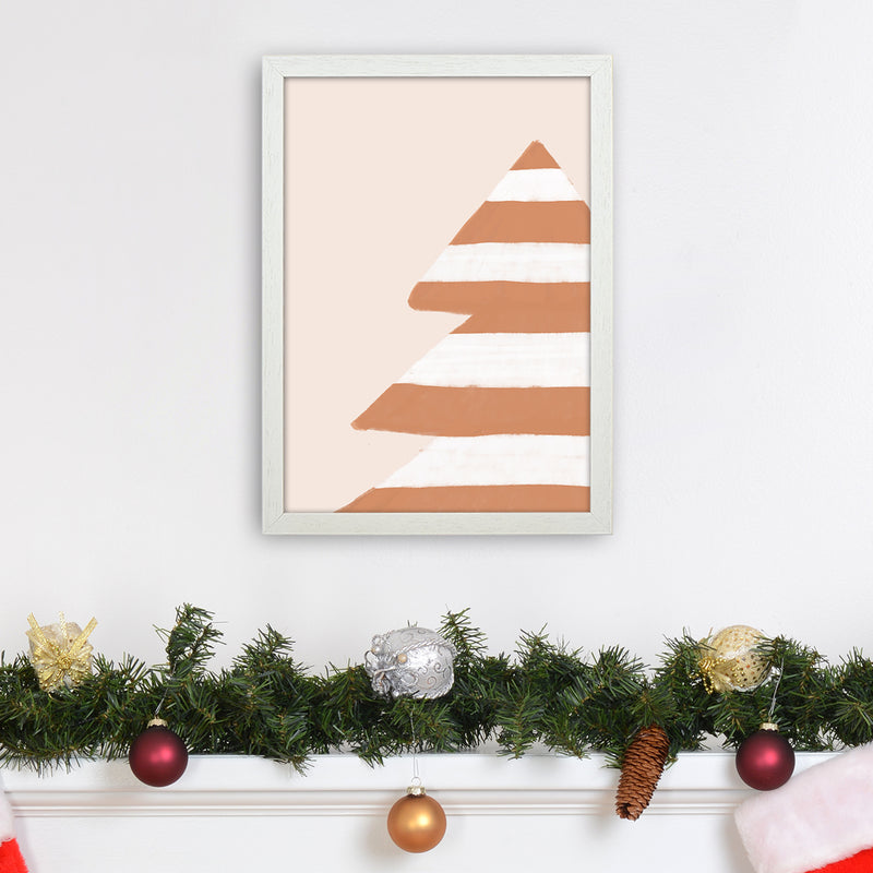 Stripey Xmas Tree Christmas Art Print by Orara Studio A3 Oak Frame