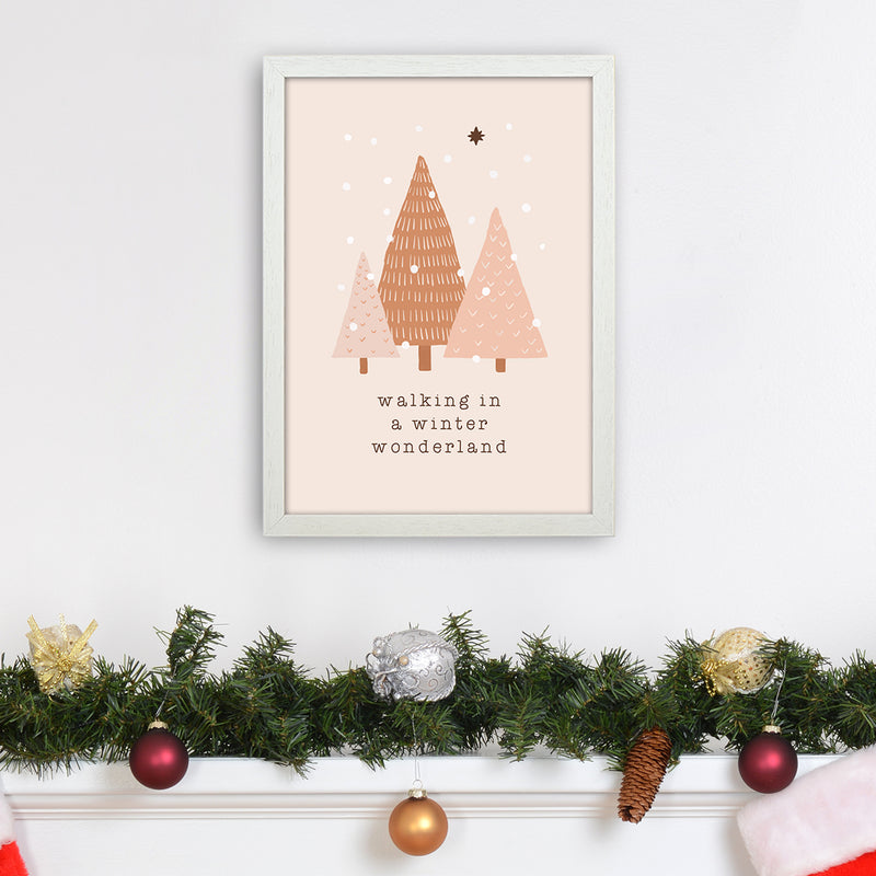 Walking In A Winter Wonderdland Christmas Art Print by Orara Studio A3 Oak Frame