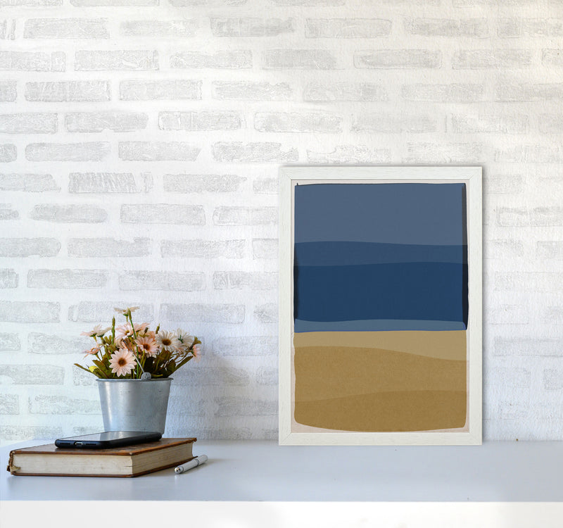 Modern Blue and Brown Abstract Art Print by Orara Studio A3 Oak Frame