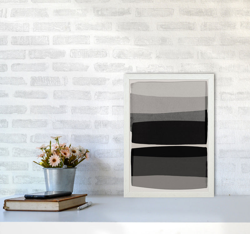 Modern Black and White Abstract Art Print by Orara Studio A3 Oak Frame