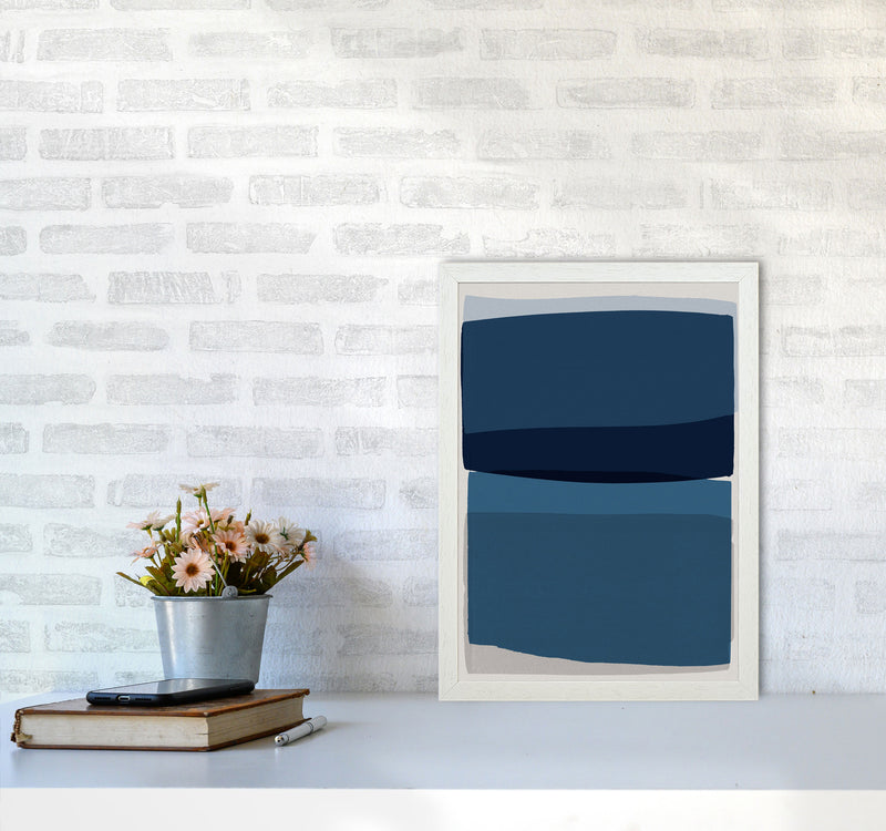 Modern Blue Abstract Art Print by Orara Studio A3 Oak Frame
