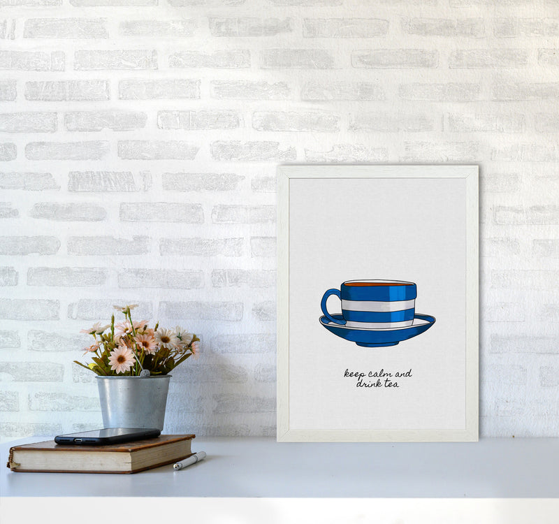 Keep Calm & Drink Tea Quote Art Print by Orara Studio A3 Oak Frame