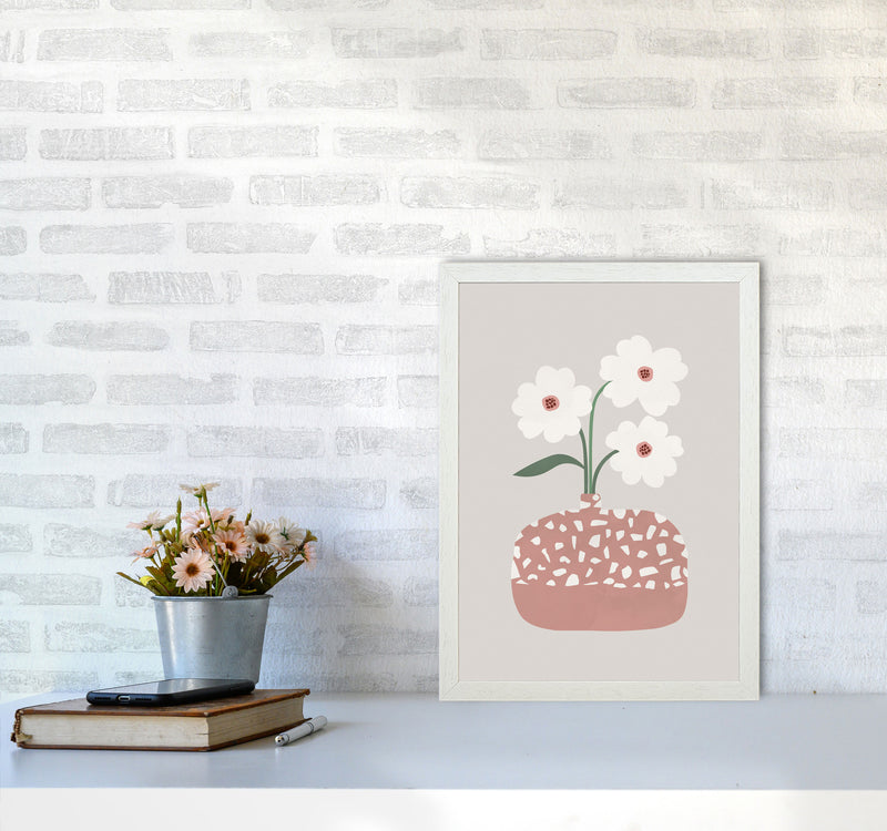 Terrazzo & Flowers Art Print by Orara Studios A3 Oak Frame