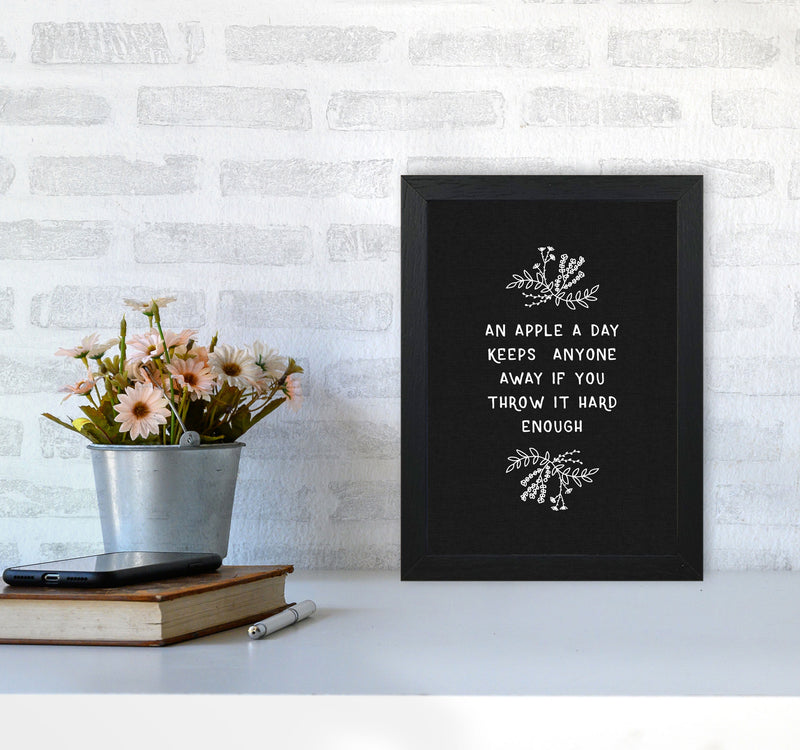 An Apple A Day Funny Quote Print By Orara Studio A4 White Frame