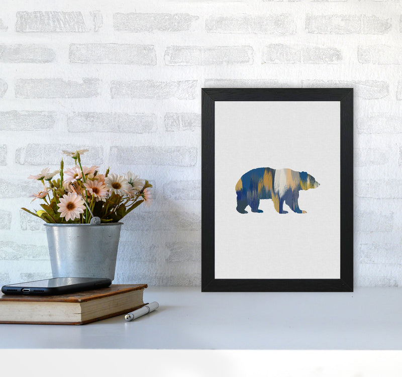 Bear Blue & Yellow Animal Art Print By Orara Studio Animal Art Print A4 White Frame