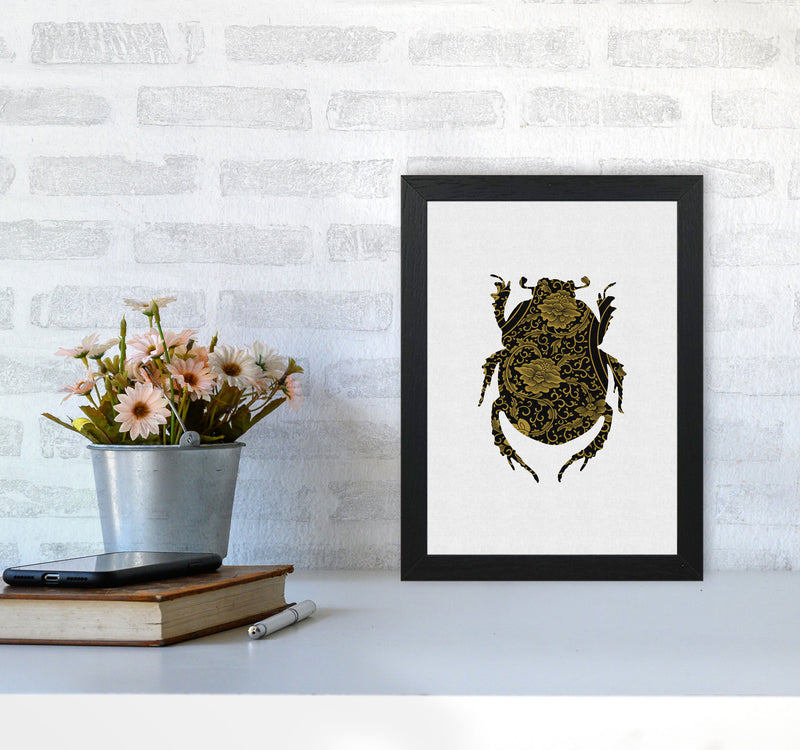 Black And Gold Beetle I Print By Orara Studio Animal Art Print A4 White Frame