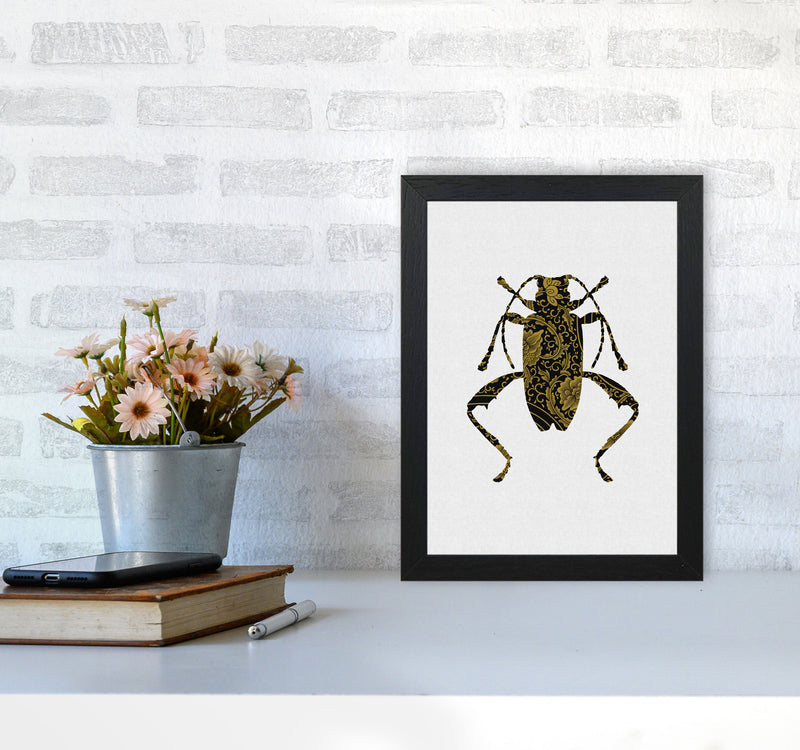 Black And Gold Beetle III Print By Orara Studio Animal Art Print A4 White Frame