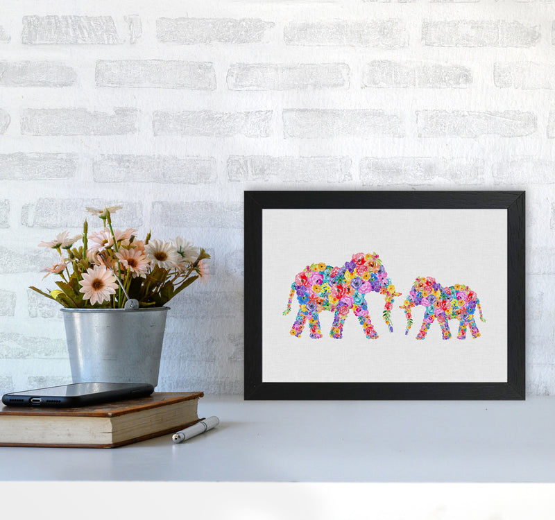 Floral Elephants Print By Orara Studio Animal Art Print A4 White Frame
