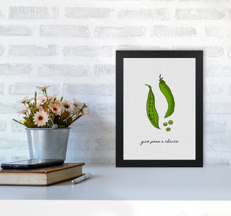 Give Peas A Chance Print By Orara Studio, Framed Kitchen Wall Art A4 White Frame