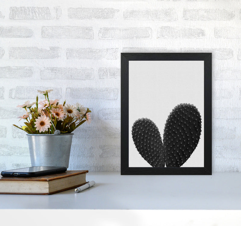 Heart Cactus Black & White Print By Orara Studio A4 White Frame