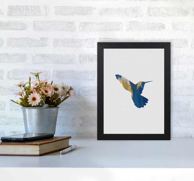 Hummingbird Blue & Yellow II Print By Orara Studio Animal Art Print A4 White Frame