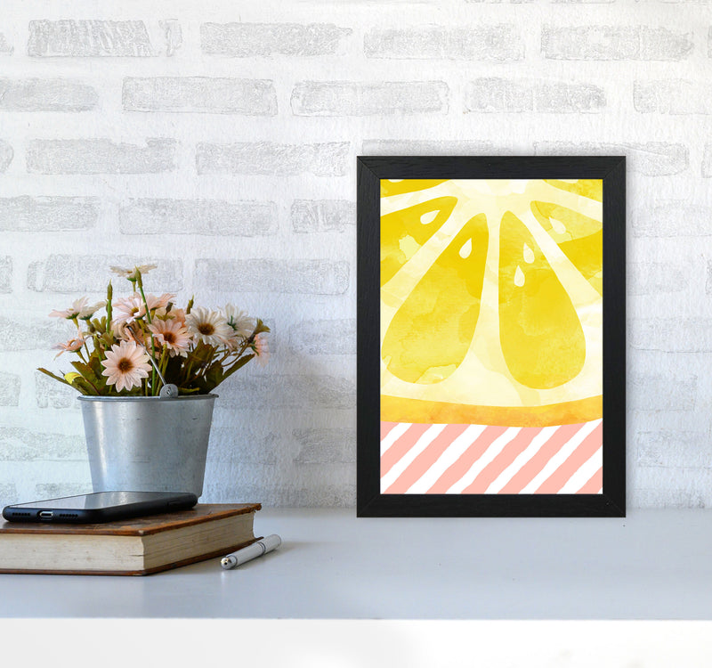 Lemon Abstract Print By Orara Studio, Framed Kitchen Wall Art A4 White Frame