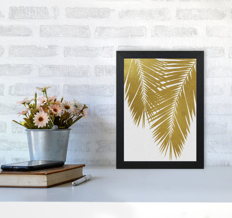Palm Leaf Gold II Print By Orara Studio, Framed Botanical & Nature Art Print A4 White Frame
