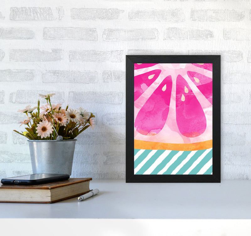Pink Grapefruit Abstract Print By Orara Studio, Framed Kitchen Wall Art A4 White Frame