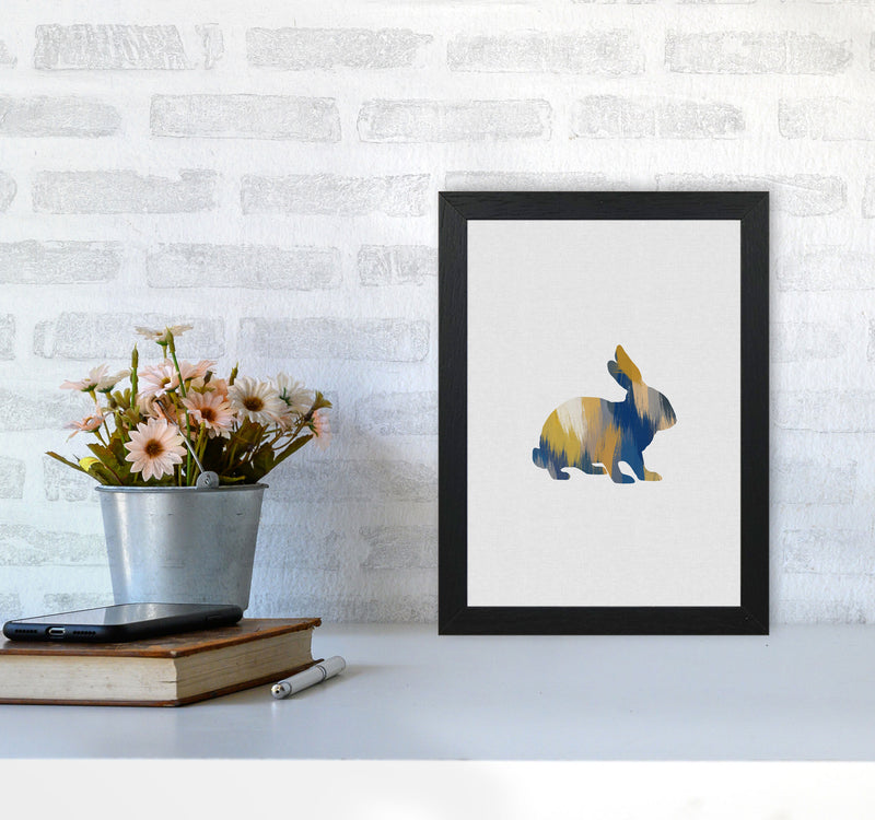 Rabbit Blue & Yellow Print By Orara Studio Animal Art Print A4 White Frame