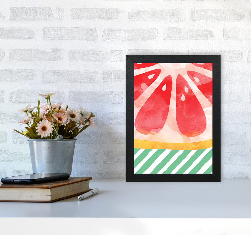 Red Grapefruit Abstract Print By Orara Studio, Framed Kitchen Wall Art A4 White Frame