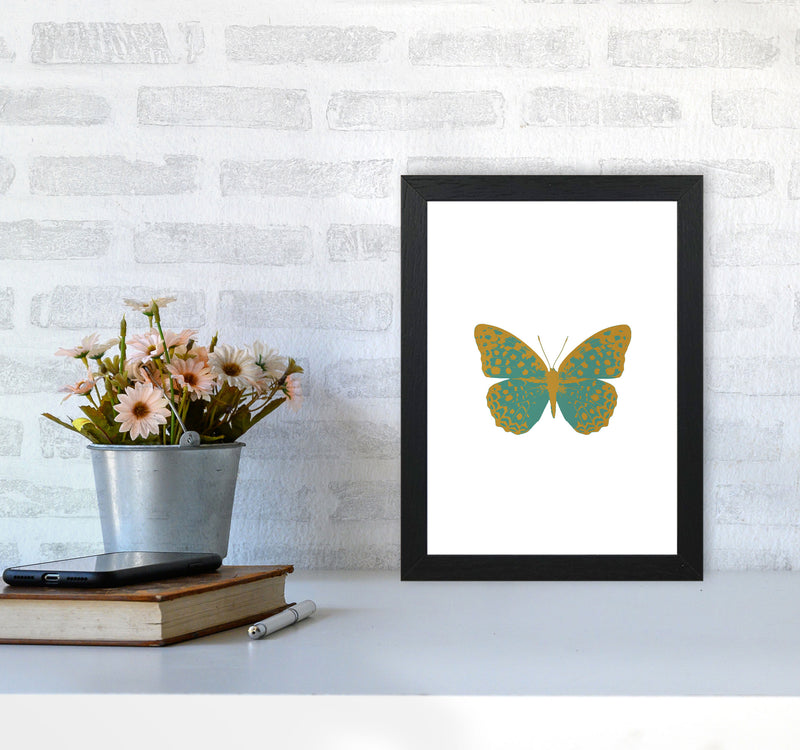 Teal Butterfly Print By Orara Studio Animal Art Print A4 White Frame