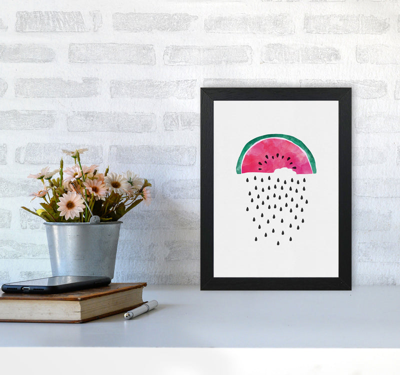 Watermelon Rain Print By Orara Studio, Framed Kitchen Wall Art A4 White Frame