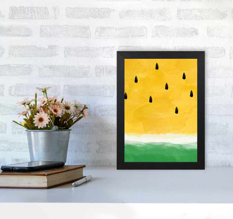 Yellow Watermelon Print By Orara Studio, Framed Kitchen Wall Art A4 White Frame