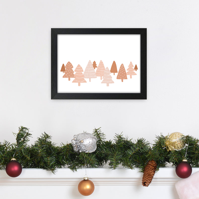 Blush Winter Trees Christmas Art Print by Orara Studio A4 White Frame