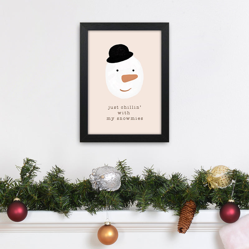 Chilling With My Snowmies Christmas Art Print by Orara Studio A4 White Frame