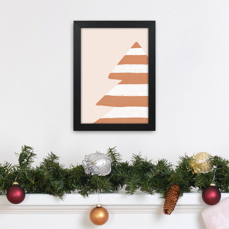 Stripey Xmas Tree Christmas Art Print by Orara Studio A4 White Frame