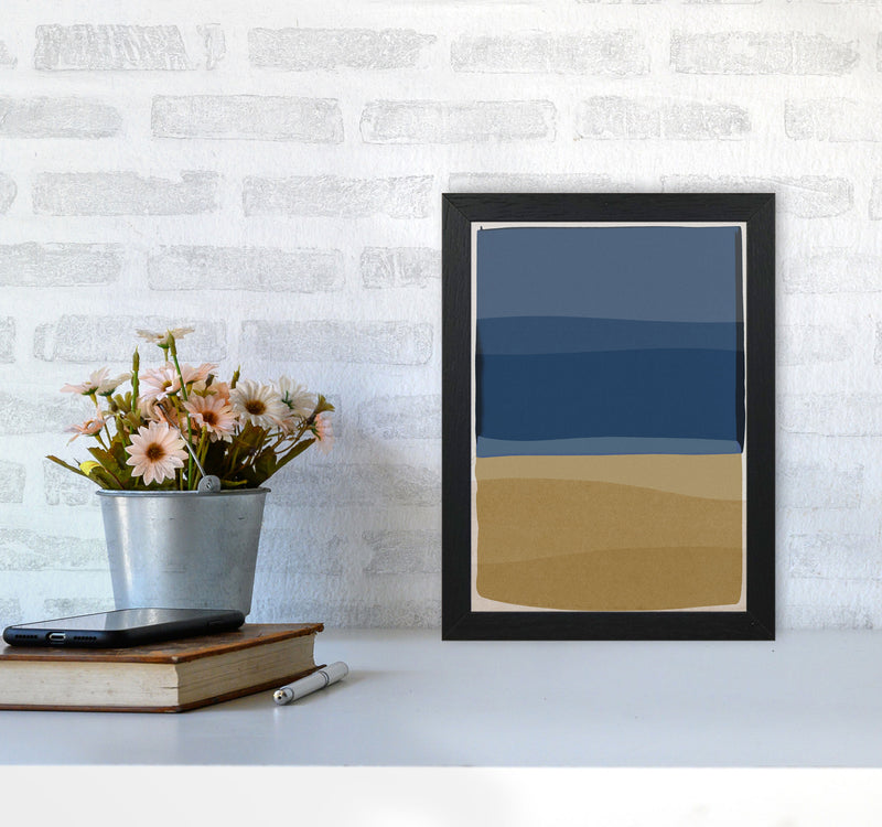 Modern Blue and Brown Abstract Art Print by Orara Studio A4 White Frame
